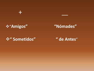 + __
“Amigos” “Nómades”
“ Sometidos” “ de Antes”
 