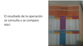 El resultado de la operación
se consulta y se compara
aquí.
 
