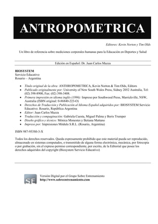 Tim Olds Antropometrica kevin norton tim olds | PDF