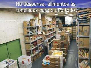 Na despensa, alimentos às toneladas para o ano todo 