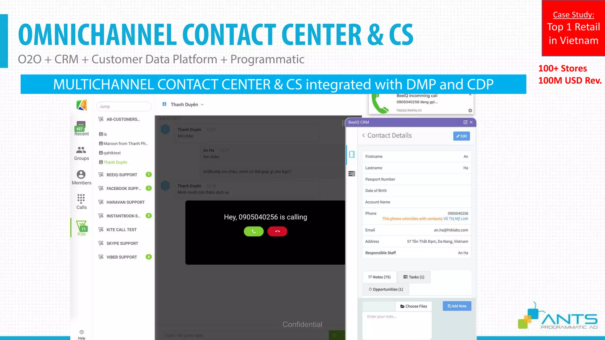 OMNICHANNEL CONTACT CENTER & CS
O2O + CRM + Customer Data Platform + Programmatic
Confidential
100+ Stores
100M USD Rev.
Case Study:
Top 1 Retail
in Vietnam
MULTICHANNEL CONTACT CENTER & CS integrated with DMP and CDP
 