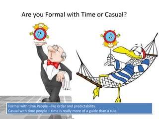 Are you Formal with Time or Casual? 
Formal with time People –like order and predictability. 
Casual with time people – ti...