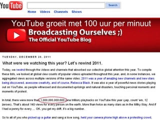 Eric Sieverts, IBW-UA, 4-4-201439
YouTube groeit met 100 uur per minuut
 