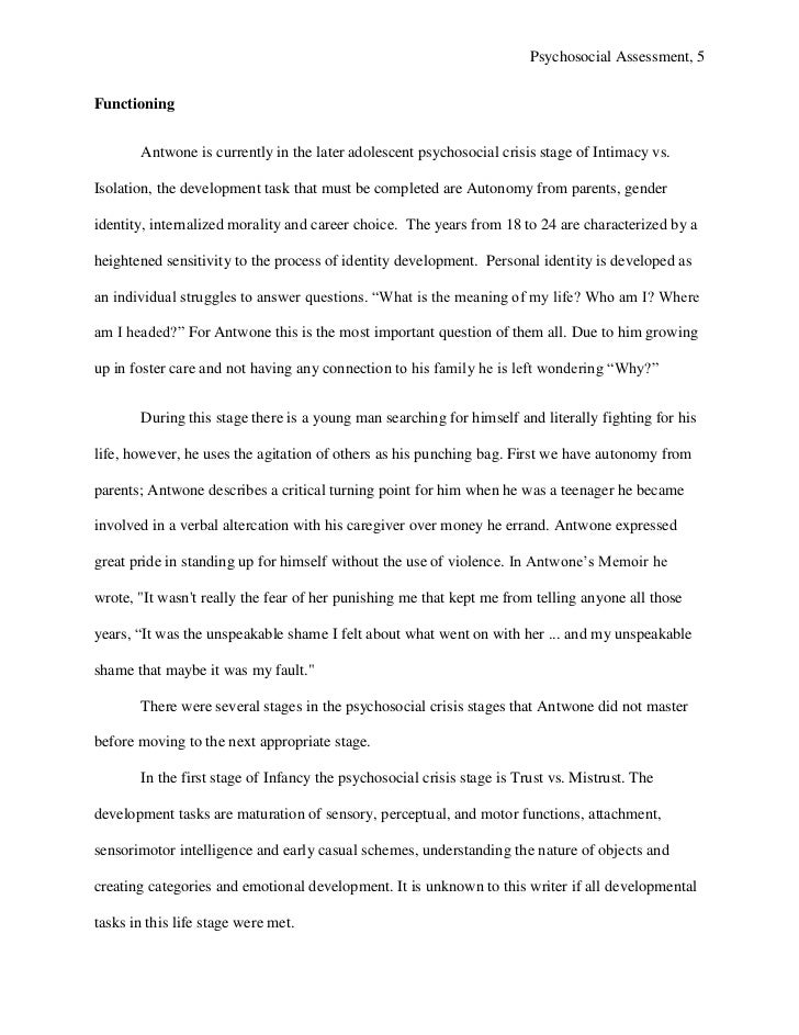What Is An Essay Conclusion Psychosocial Assessment Functioning Antwone Persuasive Essay College Examples also The Jungle Essay Antwone Fisher What Is Global Warming Essay