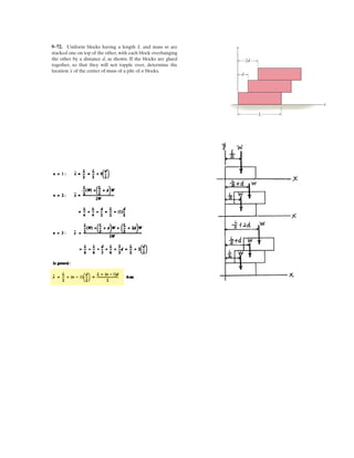 7–22.
Determine the internal normal force, shear force, and
moment at points E and F in the compound beam. Point F is
located just to the left of the 15-kN force and
couple moment.
SOLUTION
With reference to Fig. b, we have
a
a
Using these results and referring to Fig. a, we have
a
With these results and referring to Fig. c,
Ans.
Ans.
a
Ans.
Also, using the result of Dy referring to Fig. d, we have
Ans.
Ans.
a Ans.
The negative sign indicates that VE acts in the opposite sense to that shown in the
free-body diagram.
MF = 2.5 kN # m13.75(2) - 25 - MF = 0+©MF = 0;
VF = 1.25 kNVF - 15 + 13.75 = 0+ c©Fy = 0;
NF = 0©Fx = 0;:
+
ME = 4.97 kN # m
ME + 3(2.25) - 3(2.25)(8.125) = 0+©ME = 0;
VE = -1.17 kN5.583 - 3(2.25) - VE = 0+ c ©Fy = 0;
NE = 0©Fx = 0;:
+
Ay = 5.583 kN3(6)(1.5) - 1.25(1.5) - Ay(4.5) = 0+©MB = 0;
Ax = 0©Fx = 0;:
+
Cy = 1.25 kN15(2) - 25 - Cy(4) = 0+©MD = 0;
Dy = 13.75 kNDy(4) - 15(2) - 25 = 0+©MC = 0;
Cx = 0©Fx = 0;:
+
25-kN # m
2 m
1.5 m2.25 m2.25 m
2 m
15 kN
25 kNиm
3 kN/m
A
E FC
D
B
 
