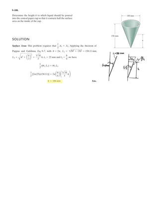 7–52.
SOLUTION
Support Reactions:
a
Shear and Moment Functions: For [FBD (a)],
Ans.
a Ans.
For 2 mx ◊ 3 m [FBD (b)],
Ans.
a
Ans.M = -1.2x2
+ 5.2 x - 4.8 kN m#
0.4x - 2.41x - 22a
x - 2
2
b - M = 0+©M = 0;
V = 5 - x6 kN
0.4 - 1x - 22 - V = 0+ c ©Fy = 0;
M - 0.4x = 0 M = 10.4x2 kN m#+©M = 0;
0.4 - V = 0 V = 0.4 kN+ c ©Fy = 0;
0 ◊ x2 m
Ay - 2.4 + 2.00 = 0 Ay = 0.40 kN+ c ©Fy = 0;
Cy132 - 2.412.52 = 0 Cy = 2.00 kN+©MA = 0;
Draw the shear and moment diagrams for the beam.
CA
B
2 m
3 m
0.40
0.40
2.4
0.4
–2
0.8 0.833
2.4 kN/m
2.4
2.405.20
 