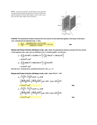 7–10 . The bridge deck has a weight per unit length of
. It is supported on each side by a cable. Determine
the tension in each cable at the piers A and B.
80 kNm A
B
1000 m
150 m
75 m
5
 