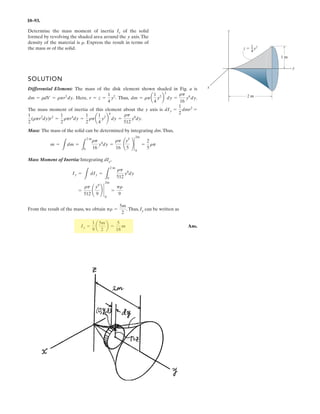 7 121.
The chain of length L is fixed at its ends and hoisted at its midpoint B using a crane. If the chain
has a weight density w, determine the minimum height h of the hook in order to lift the chain
completely off the ground. What is the horizontal force at pin A or C when the chain is in this
position? Hint: When h is a minimum, the slope at A and C is zero.
Given:
L 80m
d 60m
w 0.5
kN
m

Solution:
Guesses FH 10kN h 1m
Given h
FH
w
cosh
w
FH
d
2
˜
§
¨
©
·
¸
¹
1
§
¨
©
·
¸
¹
˜=
L
2
FH
w
sinh
w
FH
d
2
˜
§
¨
©
·
¸
¹
˜=
h
FH
§
¨
©
·
¸
¹
Find h FH  