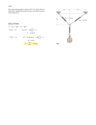 x
z
y
D
C
A
B
3 m
30Њ
0.75 m
45Њ
FB ϭ 8 kN
FC ϭ 5 kN
FA ϭ 6 kN
2–1 . The cylindrical plate is subjected to the three cable
forces which are concurrent at point D. Express each force
which the cables exert on the plate as a Cartesian vector,
and determine the magnitude and coordinate direction
angles of the resultant force.
11
.
.
.
.
.
.
.
 