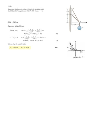 §¨
¨
¨
©
·¸
¸
¸
¹
r2v
3
4.24
3
§
¨
¨
©
·
¸
¸
¹
m
u1
r1v
r1v
u2
r2v
r2v
u1
0.557
0.321
0.766
§
¨
¨
©
·
¸
¸
¹
u2
0.5
0.707
0.5
§
¨
¨
©
·
¸
¸
¹
The magnitude of the projection of r1 along r2. r1v u2˜ 2.99 m
The magnitude of the projection of r2 along r1. r2v u1˜ 1.99 m
7.
Ans.
Ans.
–
 