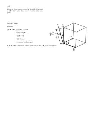 3–3.
SOLUTION
Free-Body Diagram: By observation, the force has to support the entire weight
of the container.Thus,
Equations of Equilibrium:
Thus,
Ans.
If the maximum allowable tension in the cable is 3.5 kN, then
From the geometry, and Therefore
Ans.l =
cos 44.48°
= . m
u =l =
.
cos u
u =
2452.5 csc u =
FAC = FAB = F = 52.45 csc u6 kN
4905 - 2F sin u = 0 F = 52452.5 cscu6 N+ c ©Fy = 0;
FAC cos u - FAB cos u = 0 FAC = FAB = F:+ ©Fx = 0;
F1 = 50019.812 = 4905 N.
F1
The lift sling is used to hoist a container having a mass of
500 kg. Determine the force in each of the cables AB and
AC as a function of If the maximum tension allowed in
each cable is 5 kN, determine the shortest lengths of cables
AB and AC that can be used for the lift. The center of
gravity of the container is located at G.
u. A
CB
. m . m
G
F
θ θ
3.
3500
44.48°
2 0
44.48°.
2.0
2 80
2 0 2 0
 