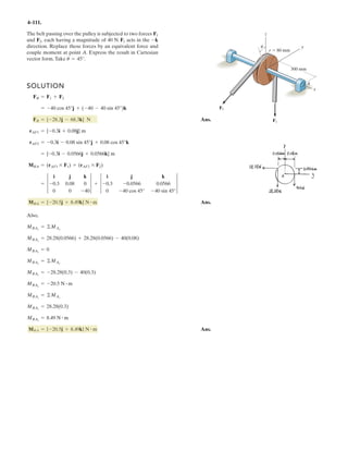 0
6Fz = 0; FADcos T1  