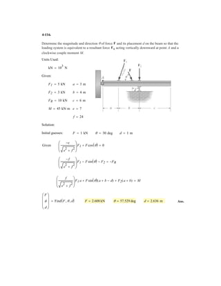 W 0
Case 3 Assume that AD reaches maximum tension
Given
6Fx = 0; FADsin T1  
