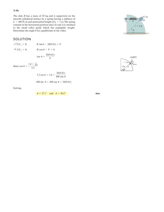 4–41.
The pipe assembly is subjected to the 80-N force. Determine
the moment of this force about point B.
SOLUTION
Position Vector And Force Vector:
Moment of Force F About Point B: Applying Eq. 4–7, we have
Ans.= {10.6i + 13.1j + 29.2k} N # m
= 3
i j k
0.55 0 -0.2
44.53 53.07 -40.0
3
MB = rBC * F
= (44.53i + 53.07j - 40.0k} N
F = 80 (cos 30° sin 40°i + cos 30° cos 40°j - sin 30°k) N
= {0.55i - 0.2k} m
rBC = {(0.55 - 0)i + (0.4 - 0.4)j + (-0.2 - 0)k} m
400 mm
y300 mm
200 mm
250 mm200 mm
x
z
30
40
F 80 N
B
C
A
 