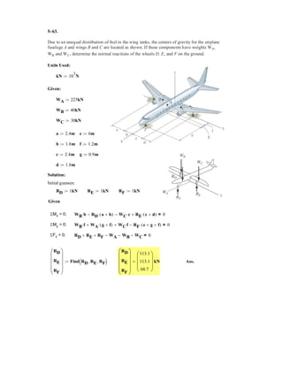 Determine the moment produced by force F about
the diagonal AF of the rectangular block. Express the result
as a Cartesian vector.
3 m
1.5 m
3 mx
C
A B
G
F
y
z
O
D
F ϭ {Ϫ6i ϩ 3j ϩ 10k} N4–48.
 