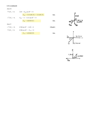 4–84.
SOLUTION
Ans.F =
400
2(-0.2)2
+ (0.35)2
= 992 N
MC = 2(-0.2F)2
+ (0.35F)2
= 400
MC = {-0.2Fi + 0.35Fj} N # m
= 3
i j k
-0.35 -0.2 0
0 0 F
3
MC = rAB * (Fk)
If the couple moment acting on the pipe has a magnitude of
determine the magnitude F of the vertical force
applied to each wrench.
400 N # m,
z
y
x
O
B
F
200 mm
A
F
300 mm
400 mm
150 mm
200 mm
 
