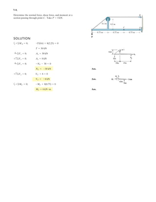 5–23. Spring CD remains in the horizontal position at all
times due to the roller at D. If the spring is unstretched
when and the stiffness is , determine
the smallest angle for equilibrium and the horizontal and
vertical components of reaction at pin A.
u
k = 1.5 kNmu = 0° 0.45 m
0.6 m
kD C
B
A
F ϭ 300 N
u
 