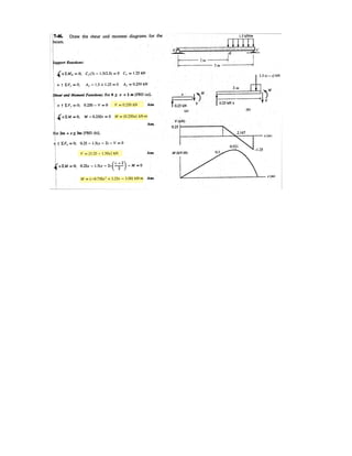 5–33.
The woman exercises on the rowing machine. If she exerts a
holding force of on handle , determine the
horizontal and vertical components of reaction at pin and
the force developed along the hydraulic cylinder on the
handle.
SOLUTION
Equations of Equilibrium: Since the hydraulic cylinder is pinned at both ends, it can
be considered as a two-force member and therefore exerts a force directed
along its axis on the handle, as shown on the free-body diagram in Fig. a. From the
free-body diagram, can be obtained by writing the moment equation of
equilibrium about point .
Ans.
Using the above result and writing the force equations of equilibrium along the and
axes, we have
Ans.
Ans.Cy = 68.19 N = 68.2 N
200 sin 30° - 628.42 sin 15.52° + Cy = 0+c©Fy = 0;
Cx = 432.29 N = 432 N
Cx + 200 cos 30° - 628.42 cos 15.52° = 0+
: ©Fx = 0;
y
x
FBD = 628.42 N = 628 N
-200 sin 30°(750 + 150) = 0
FBD cos 15.52°(250) + FBD sin 15.52°(150) - 200 cos 30°(250 + 250)a+©MC = 0;
C
FBD
FBD
BD
C
ABCF = 200 N
F ϭ 200 N
C
A
B
D
0.25 m
0.75 m
0.15 m0.15 m
0.25 m
30Њ
 