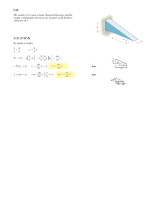 5
The drainpipe of mass M is held in the tines of the fork lift. Determine the normal forces at A
and B as functions of the blade angle T and plot the results of force (ordinate) versus T (abscissa)
for 0 Td 90 degd .
Units used:
Mg 10
3
kg
Given:
M 1.4 Mg
a 0.4 m
g 9.81
m
s
2
Solution:
T 0 90
NA T  