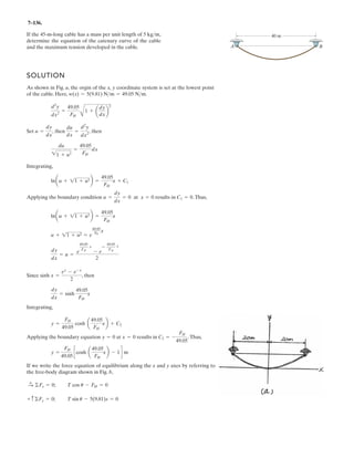5–90. Determine the horizontal and vertical components
of force at the pin A and the reaction at the rocker B of the
curved beam.
A B
500 N
200 N
10Њ 15Њ
2 m
.
.
.
 
