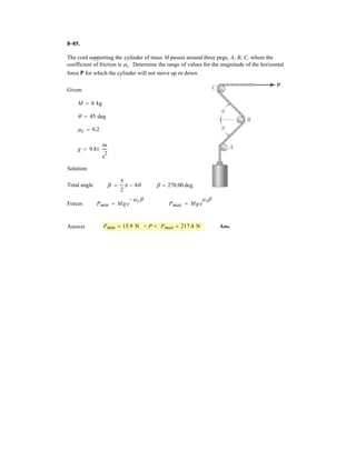 If the truss supports a force of ,
determine the force in each member and state if the
members are in tension or compression.
F = 200 N
y
D
E
F
x
z
C
B
A
200 mm
200 mm
200 mm
200 mm
500 mm
300 mm
6–59.
 
