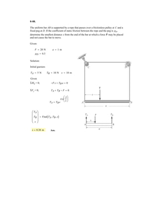 Determine the force required to hold the
150-kg crate in equilibrium. The two cables are connected
P
P
A
B
C
6–62.
to the bottom of the hanger.
 
