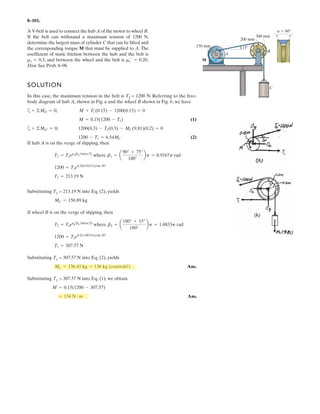 The platform scale consists of a combination of
third and first class levers so that the load on one lever
becomes the effort that moves the next lever. Through this
arrangement, a small weight can balance a massive object. If
and, the mass of the counterweight S is 2 kg,
determine the mass of the load L required to maintain the
balance.
x = 450 mm
350 mm
150 mm
150 mm100 mm
250 mm
B
A
C D
E F
H
G
x
L
S
6–75.
mL
 