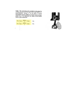 6–89.
The derrick is pin connected to the pivot at A. Determine
the largest mass that can be supported by the derrick if
the maximum force that can be sustained by the pin at A
is 18 kN.
SOLUTION
AB is a two-force member.
Pin B
Require
Ans.m =
10.878
9.81
= 1.11 Mg
W = 10.878 kN
+ c©Fy = 0; 18 sin 60° -
W
2
sin 60° - W = 0
FAB = 18 kN
A
5 m
60
B
D
C
 