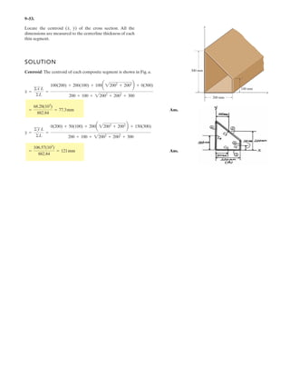 7–3.
The strongback or lifting beam is used for materials
handling. If the suspended load has a weight of 2 kN and a
center of gravity of G, determine the placement d of the
padeyes on the top of the beam so that there is no moment
developed within the length AB of the beam. The lifting
bridle has two legs that are positioned at 45°, as shown.
SOLUTION
Support Reactions: From FBD (a),
a
From FBD (b),
Internal Forces: This problem requires Summing moments about point H
of segment EH [FBD (c)], we have
a
Ans.d = 0.200 m
- 1.414 cos 45°10.22 = 0
1.001d + x2 - 1.414 sin 45°1x2+ ©MH = 0;
MH = 0.
FAC = FBC = F = 1.414 kN
2F sin 45° - 1.00 - 1.00 = 0+ c ©Fy = 0;
FAC cos 45° - FBC cos 45° = 0 FAC = FBC = F:+ ©Fx = 0;
FF + 1.00 - 2 = 0 FF = 1.00 kN+ c ©Fy = 0;
FF162 - 2132 = 0 FE = 1.00 kN+ ©ME = 0;
45° 45°
3 m 3 m
0.2 m
0.2 m
dd
E
A B
F
G
 