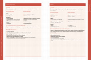 páginas120e121
Operador de guindaste
ATIVIDADES
Operar a máquina para transferência de cargas em atendimento à programação, conforme instruções do
encarregado ou mestre-de-obras.
Riscos Ocupacionais	 Fontes Geradoras
Físicos
Ruído e vibração;	 Sistema operacional da máquina;
Radiação ultravioleta;	 Sol;
Calor e frio.	 Condições climáticas.
Ergonômicos
Postura inadequada;	 Alavancas de comando com distribuição e distância
Alto grau de atenção, postura sentada por 	 inadequadas aos diversos biótipos, assento
longos períodos de tempo e repetitividade 	 inadequado;
de movimentos.	 Exigência da atividade.
Acidentes
Tombamento.	 Instabilidade do terreno.
EPI recomendado de acordo com a atividade a ser executada
Capacete de segurança, óculos de segurança com lentes de proteção contra radiação ultravioleta, protetor
auditivo, creme protetor com filtro solar, calçado de segurança sem biqueira de aço.
Medidas de controle necessárias
Profissional qualificado;
Cabine com vidros revestidos de película de proteção contra raios UVA e UVB;
Ordem de Serviço diária;
Inspeção diária, semanal e mensal dos itens de segurança do equipamento;
Sistema hidráulico sem vazamento de óleo;
Ajustes e manutenção somente com a máquina desligada;
Máquina em bom estado de manutenção e limpeza,
Assento com regulagens de distância, altura e encosto revestido com tecido antiperspirante;
Treinamento postural para o exercício da atividade sentado.
Pedreiro
ATIVIDADES
Construir estruturas em alvenaria e concreto, utilizar argamassa no reboco e tamponamento de frestas,
regularizar a superfície com régua, colher, espátula e desempenadeira, a céu aberto ou em locais fechados,
em diversas alturas.
Riscos Ocupacionais	 Fontes Geradoras
Físicos
Ruído;	 Máquinas, equipamentos e ferramentas;
Radiação ultravioleta;	 Sol;
Calor e frio.	 Condições climáticas.
Químicos
Poeiras e contato com a argamassa.	 Abastecimento da betoneira, aplicação do produto.
Ergonômicos
Postura inadequada, repetitividade de 	 Exigência da atividade.
movimentos, esforço físico intenso.	
Acidentes
Queda;	 Piso irregular;
Corpo estranho nos olhos;	 Projeção de fragmentos;
Ferimentos.	 Manipulação de ferramentas.
EPI recomendado de acordo com a atividade a ser executada
Capacete de segurança, óculos de segurança, protetor auditivo, respirador contra poeira, luvas impermeáveis,
creme protetor de pele com filtro solar, calçado de segurança com biqueira de aço, cinturão de segurança
com trava-quedas.
Medidas de controle necessárias
Treinamento do trabalhador;
Plataformas e andaimes seguros e resistentes;
Fechamento de periferias;
Fechamento de vãos e aberturas de piso;
Treinamento postural para o exercício de atividades em pé ou sentado;
Bancada com aproximadamente 75cm de altura para apoio das ferramentas e materiais utilizados durante o
trabalho.
|manualdesegurançaesaúdenotrabalho|indústriadaconstruçãocivil–edificações|ESTUDODECAMPO|
 