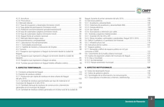 3
Secretaría de Planeación
4.2.3. Avicultura....................................................................................................................90	
4.2.4. Piscicultura:................................................................................................................91	
4.3. Mercado laboral............................................................................................................92	
4.3.1 Tasa de ocupación y desempleo (trimestre móvil):............................................92	
4.3.2.Tasa global de participación (trimestre móvil).....................................................93
4.3.3. Población económicamente activa(trimestremóvil)..........................................94
4.3.4.Tasa de subempleo subjetivo (trimestre móvil)...................................................94
4.3.5.Tasa de subempleo objetivo (trimestre móvil).....................................................95
4.3.6. Ibagué frente al contexto nacional........................................................................95
4.3.7. Mercado laboral según sexo...................................................................................96
4.4 Emprendimiento y empleabilidad...............................................................................96	
4.4.1. Laboratorios microempresariales..........................................................................96
4.4.1.1. Actividades económicas.......................................................................................97	
4.4.1.2. Satélite de Gestión y Colocación de Empleo:...................................................98	
4.5. Turismo...........................................................................................................................98	
4.5.1 Pasajeros que ingresaron a Ibagué vía terrestre desde la ciudad de
Bogotá:...................................................................................................................................98	
4.5.2. Pasajeros que ingresaron a Ibagué vía terrestre desde la ciudad de
Medellín:.................................................................................................................................99	
4.5.3. Pasajeros que ingresaron a Ibagué vía aérea......................................................99
4.5.4. Turistas que pernotaron en Ibagué hoteles afiliados cotelco...........................99
5. ASPECTOS TERRITORIALES....................................................................101	
5.1 Contexto ambiental de Ibagué:..................................................................................102
5.2 Gestión de residuos sólidos:......................................................................................103
5.2.1. Producción per cápita de residuos en área urbana de Ibagué
del año 2016........................................................................................................................103
5.2.2. Cantidad de residuos aprovechados por tipo de material en el
municipio de Ibagué en el año 2016:..............................................................................104
5.2.3. Cantidad mensual de residuos de construcción y demolición,
generados en el municipio de Ibagué.............................................................................104
5.2.4. Cantidad de residuos sólidos generados en el área rural de la ciudad de
Ibagué, durante el primer semestre del año 2016.......................................................105
5.3 Servicios públicos........................................................................................................106
5.3.1. Acueducto y alcantarillado....................................................................................106
5.3.2. Cobertura de acueducto y alcantarillado IBAL..................................................107
5.3.3 Energía eléctrica.......................................................................................................108
5.3.4. Gas natural................................................................................................................109
5.3.5. Suscriptores a televisión por cable......................................................................110
5.4. Vivienda y aspectos habitacionales:......................................................................110
5.4.1. Vivienda VIS, No VIS y VIP......................................................................................110
5.4.2. Obras iniciadas, culminadas y paralizadas, Ibagué 2012-2016....................115	
5.5. Déficit Cualitativo y Cuantitativo de Vivienda:......................................................118	
5.5.1. Infraestructura vial..................................................................................................119	
5.6. Estructura de los suelos...........................................................................................120
5.7. Espacio público:..........................................................................................................121	
5.7.1. Demanda y déficit de espacio público en m2 por
comunas a 2005:................................................................................................................122	
5.8. Crecimiento de la huella urbana municipal:.........................................................123
5.9. Suelos de expansión urbano del municipio de Ibagué.......................................125	
5.10. Vías y movilidad.......................................................................................................125	
5.10.2. Accidentalidad.......................................................................................................125
5.10.3. Parque automotor municipal..............................................................................127	
6. ASPECTOS INSTITUCIONALES................................................................129
6.1 Índice de desempeño fiscal.......................................................................................130	
6.2. Índice de gobierno abierto........................................................................................130	
6.3. Tecnologías de la información y la comunicación................................................131
6.3.1.Suscriptores e incidencias a internet y telefonía fija........................................132	
 
