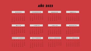 A?o 2023
D I C I E M B R E
L M X J V S D
N O V I E M B R E
L M X J V S D
O C T U B R E
L M X J V S D
S E P T I E M B R E
L M X J V S D
A G O S T O
L M X J V S D
J U L I O
L M X J V S D
J U N I O
L M X J V S D
M A Y O
L M X J V S D
L M X J V S D
2 3 4 6 7
1
9 10 11 12
5
13 14
8
16 17 18 19 20 21
15
23 24 25 26 27 28
22
30
29
E N E R O F E B R E R O
L M X J V S D
M A R Z O
L M X J V S D
A B R I L
L M X J V S D
31
1 2 4
6 7 8 10 11
5
13 14 15 16
9
17 18
12
20 21 22 23 24 25
19
27 28
26
3 1 2 4
6 7 8 10 11
5
13 14 15 16
9
17 18
12
20 21 22 23 24 25
19
27 28 29 30
26
3
31
1
3 4 5 7 8
2
10 11 12 13
6
14 15
9
17 18 19 20 21 22
16
24 25 26 27 28 29
23
30
6
13
8 9 10
15 16 17 18 19 20
11 14
22 23
30
24
31
25 26 27
21
29
28
5
4
3
2
1
12
7 3
10
5 6 7
4
12 13 14 15 16 17
8 11
19 20
27
21
28
22
29
23
30
24
1
18
26
25
2
9
1
3 4 5 7 8
2
10 11 12 13
6
14 15
9
17 18 19 20 21 22
16
24 25 26 27 28 29
23
30
31
1 2 3 5
7 8 9 11 12
6
14 15 16 17
10
18 19
13
21 22 23 24 25 26
20
28 29 30 31
27
4
2
9
4 5 6
3
11 12 13 14 15 16
7 10
18 19
26
20
27
21
28
22
29
23
30
17
25
24
1
8 2 3 4 6 7
1
9 10 11 12
5
13 14
8
16 17 18 19 20 21
15
23 24 25 26 27 28
22
30
29
31
1 2 4
6 7 8 10 11
5
13 14 15 16
9
17 18
12
20 21 22 23 24 25
19
27 28 29 30
26
3 2
9
4 5 6
3
11 12 13 14 15 16
7 10
18 19
26
20
27
21
28
22
29
23
30
17
25
24
1
8
31
 