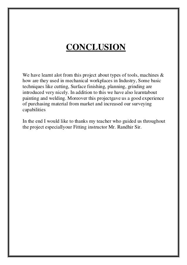 conclusion of report of a project