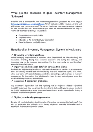 An Ultimate Guide to Inventory Management System for Hospitals | PDF