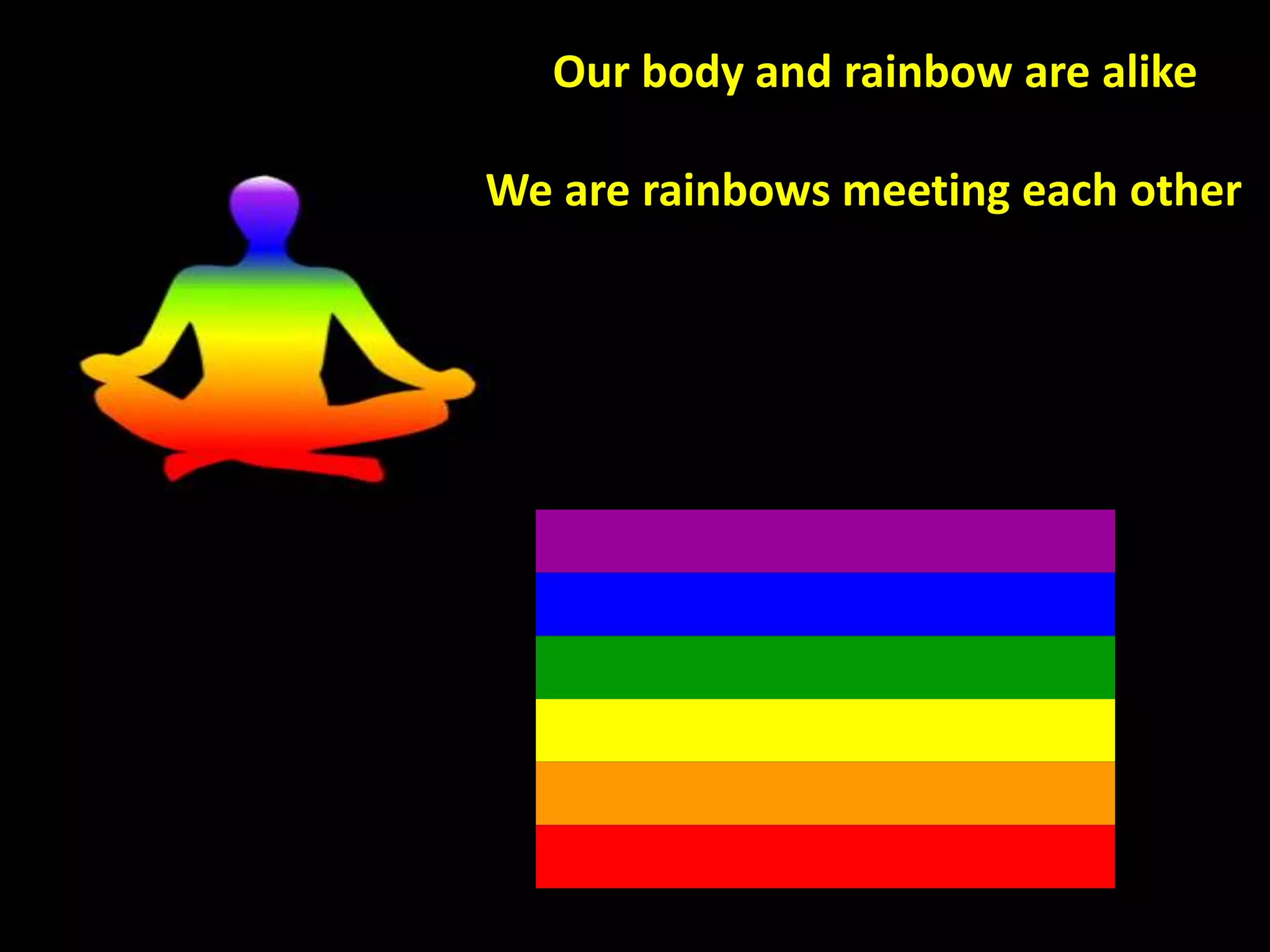 Our body and rainbow are alike
We are rainbows meeting each other
 