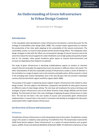An Understanding Of Green Infrastructure In Urban Design Context | PDF