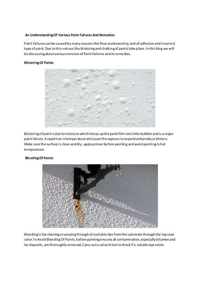 An understanding of various paint failures and remedies
