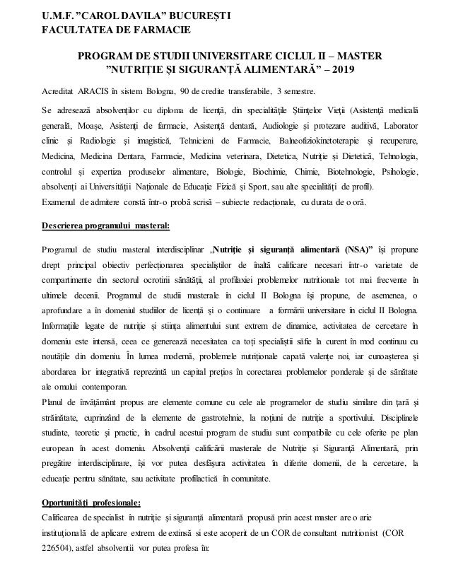 Anunt Admitere Master Nsa 2019 Bun