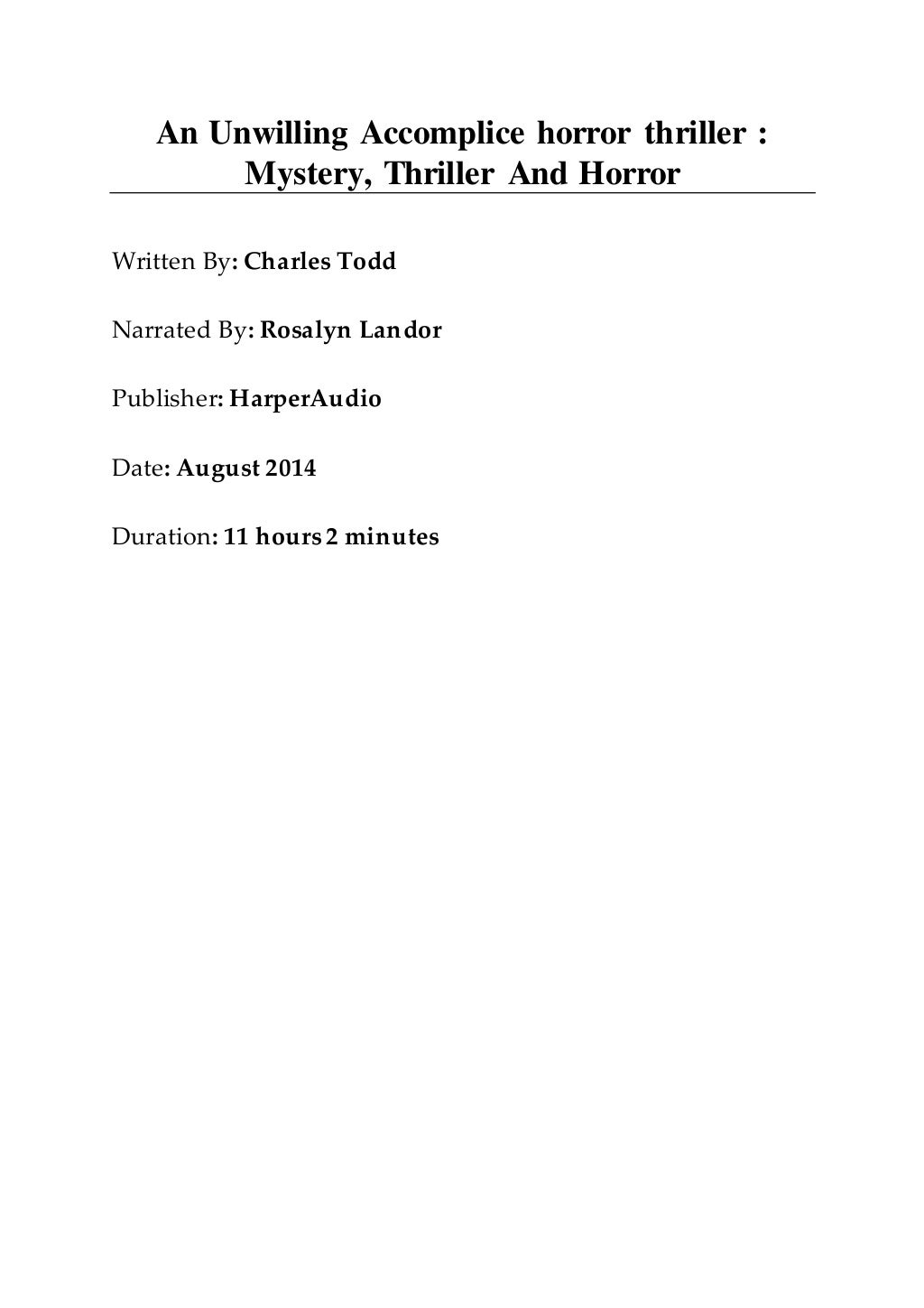 an unwilling accomplice by charles todd an unwilling accomplice by charles todd