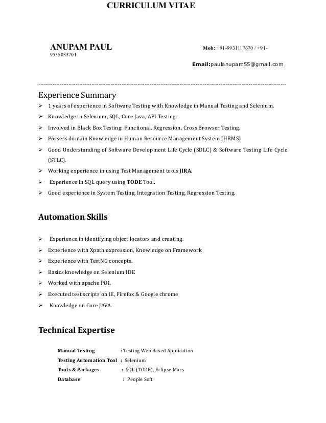 anupam resume testing