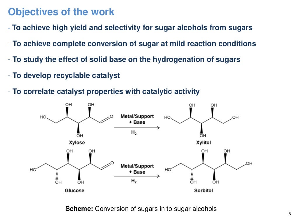 Conversion of sugars to sugar alcohols