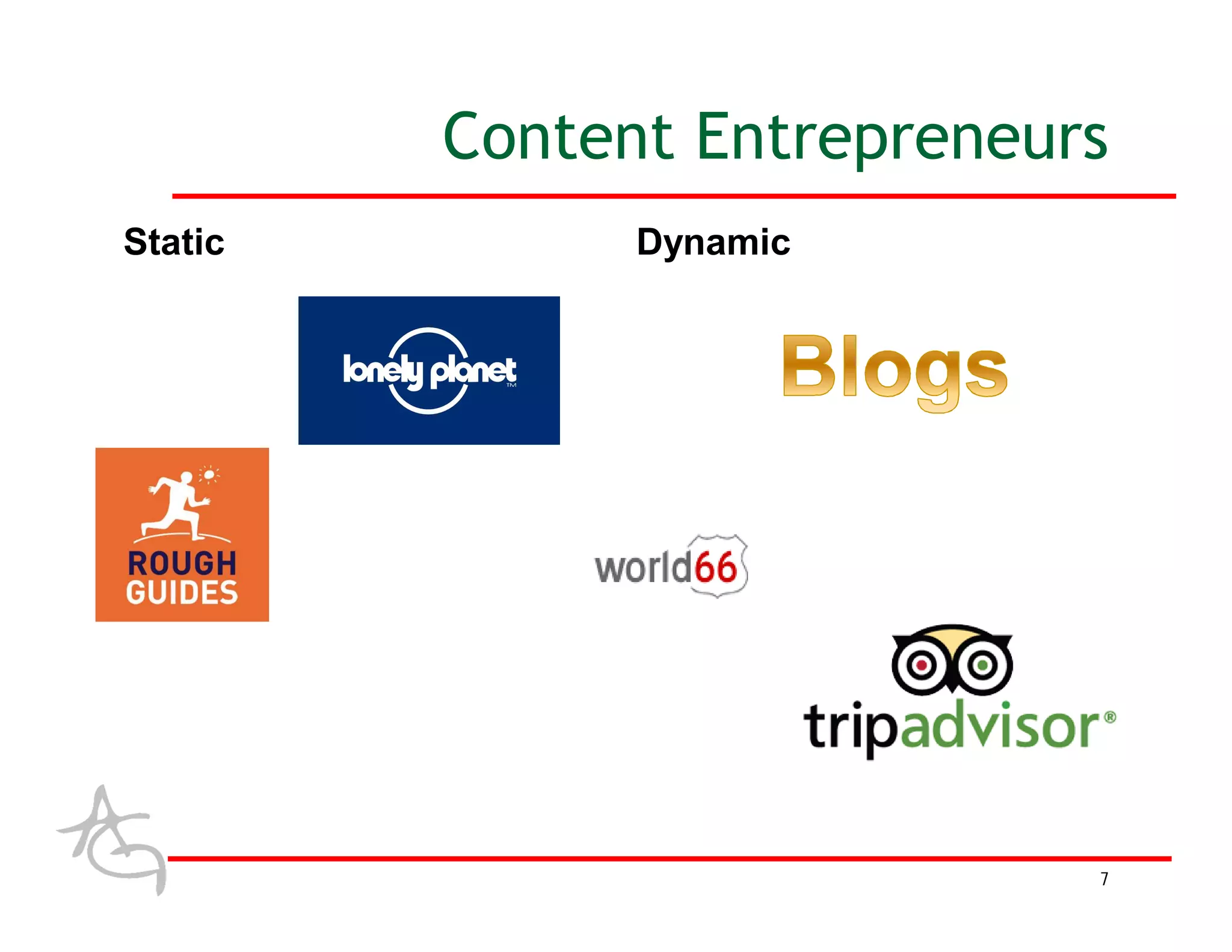 Content Entrepreneurs
Static         Dynamic




                             7
 