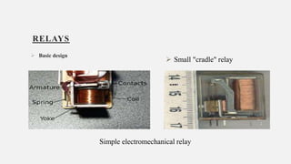 RELAYS
 Basic design
12
 Small "cradle" relay
Simple electromechanical relay
 