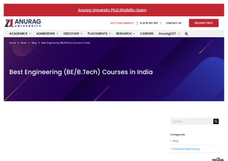 Anurag University Ph.D Eligibility Exam
 
Categories
Blog
Chemical Engineering
Best Engineering (BE/B.Tech) Courses in India
Home Posts Blog Best Engineering (BE/B.Tech) Courses in India  
Search ... 
GO TO AGI WEBSITE   81 81 057 057  CONTACT US REQUEST INFO
ACADEMICS  ADMISSIONS  DISCOVER  PLACEMENTS  RESEARCH  CAREERS AnuragCET  
 