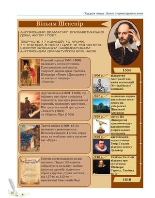 Подорож перша. Золоті сторінки далеких епох
38
1601 1608 , що
Право для безоплатного розміщення підручника в мережі Інтернет має
Міністерство освіти і науки України http://mon.gov.ua/ та Інститут модернізації змісту освіти https://imzo.gov.ua
 