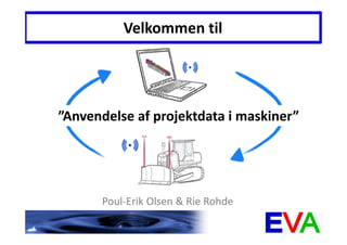 Vejforum 2012
”Anvendelse af projektdata i maskiner”
Poul-Erik Olsen & Rie Rohde
Velkommen til
 