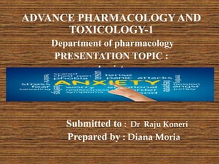ADVANCE PHARMACOLOGY AND
TOXICOLOGY-1
Department of pharmacology
PRESENTATION TOPIC :
Anxiety
Submitted to : Dr Raju Koneri
Prepared by : Diana Moria
 