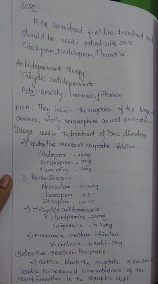 r
n
ing
to
el
ns
)
sSRT
S
block
he
take
t
h
e
electve
gerotorun
Reuptak
e
-)Monoamine
oxocdase
inhibitors:
phenolxi
ne
-Naocil-Isg.
8e0
t
o
r
Diazzpom
clonazepam
DTncycic
antidaesante
-02S
-0S-)
Alpraxolam
-0smg
Fox
ehne
Escitalarm
taloprom
-
(Omg
5mg
es
olective
kerotoni'
n
aeuptake
inhibtos
Daugs
Usad
in
t
h
e
treaterd
o
Pani
c
disoes
Qannes,
visty
norepiephire
MOB:
Theu
inhibit
t
h
e
aeuptake
4he
bi
g
oe
Ada:
av'
c
hy,
lrornia,
j
teurcsa
Anbidepesort
theo
Thicylie
outidepasats
&houl
d
be
uscdin
poiond
w
i
t
h
ShD
ist
ire
vonbnad
a
clomipaminc
-sg
ne
bSmg
 