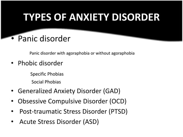 Anxiety Disorder Symptoms Diagnostic Criteria N Treatment
