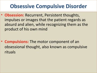 Obessional Rituals Psychiatry 5th year, 2nd lecture (Dr. Rebwar Ghareeb Hama) | PPT